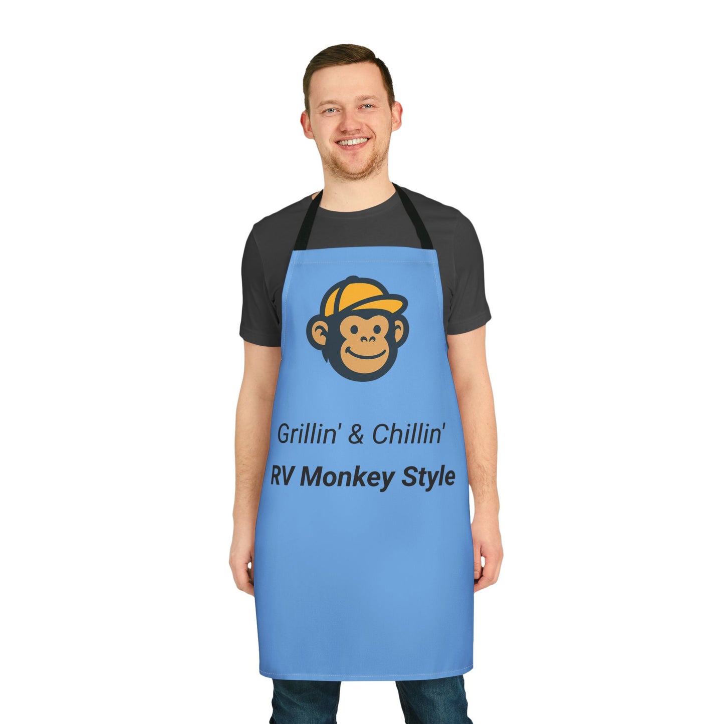 Grillin' & Chillin' Apron - Fun RV Monkey Style Cooking Gift, BBQ Apron, Chef Wear, Unique Kitchen Accessory, Gift for Him/Her, Fan Gear