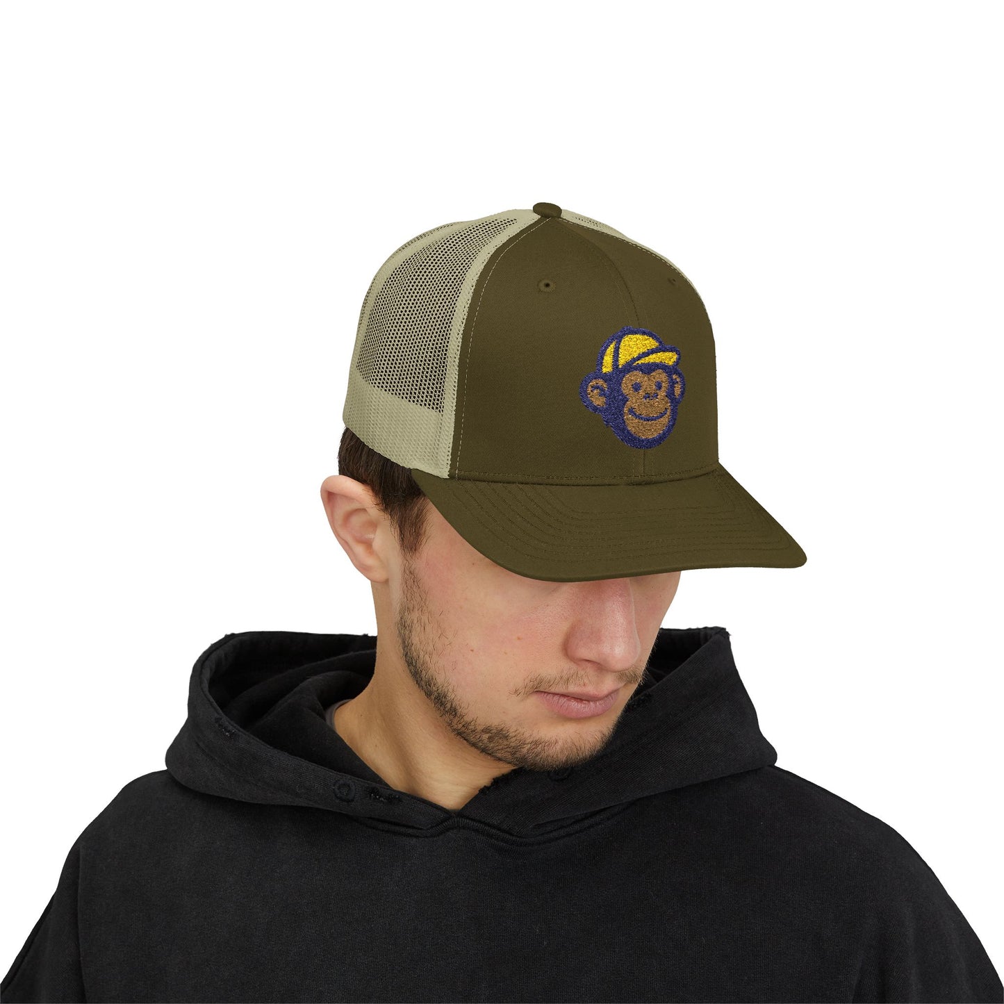 RV Monkey Snapback Trucker Cap, Outdoor Hat, Adventure Headwear, Gift for Travelers, Camping Accessories