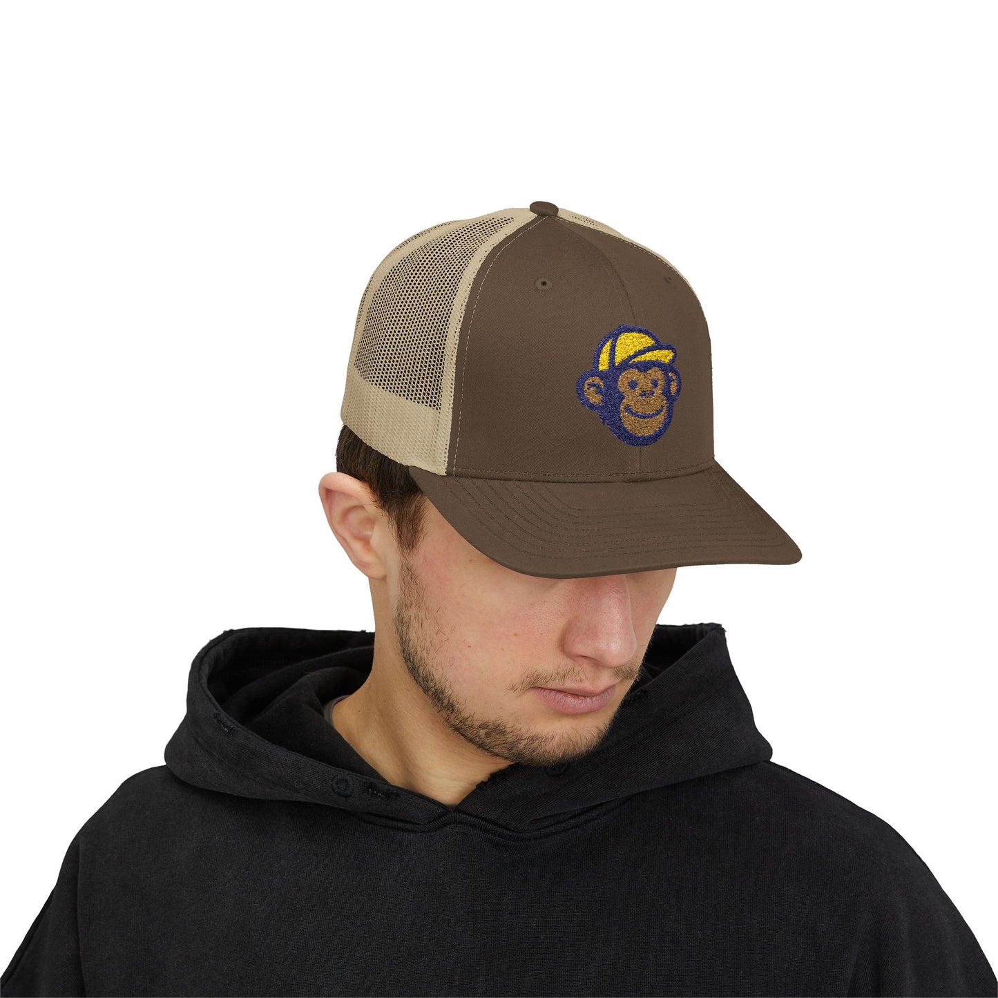 RV Monkey Snapback Trucker Cap, Outdoor Hat, Adventure Headwear, Gift for Travelers, Camping Accessories