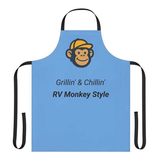 Grillin' & Chillin' Apron - Fun RV Monkey Style Cooking Gift, BBQ Apron, Chef Wear, Unique Kitchen Accessory, Gift for Him/Her, Fan Gear