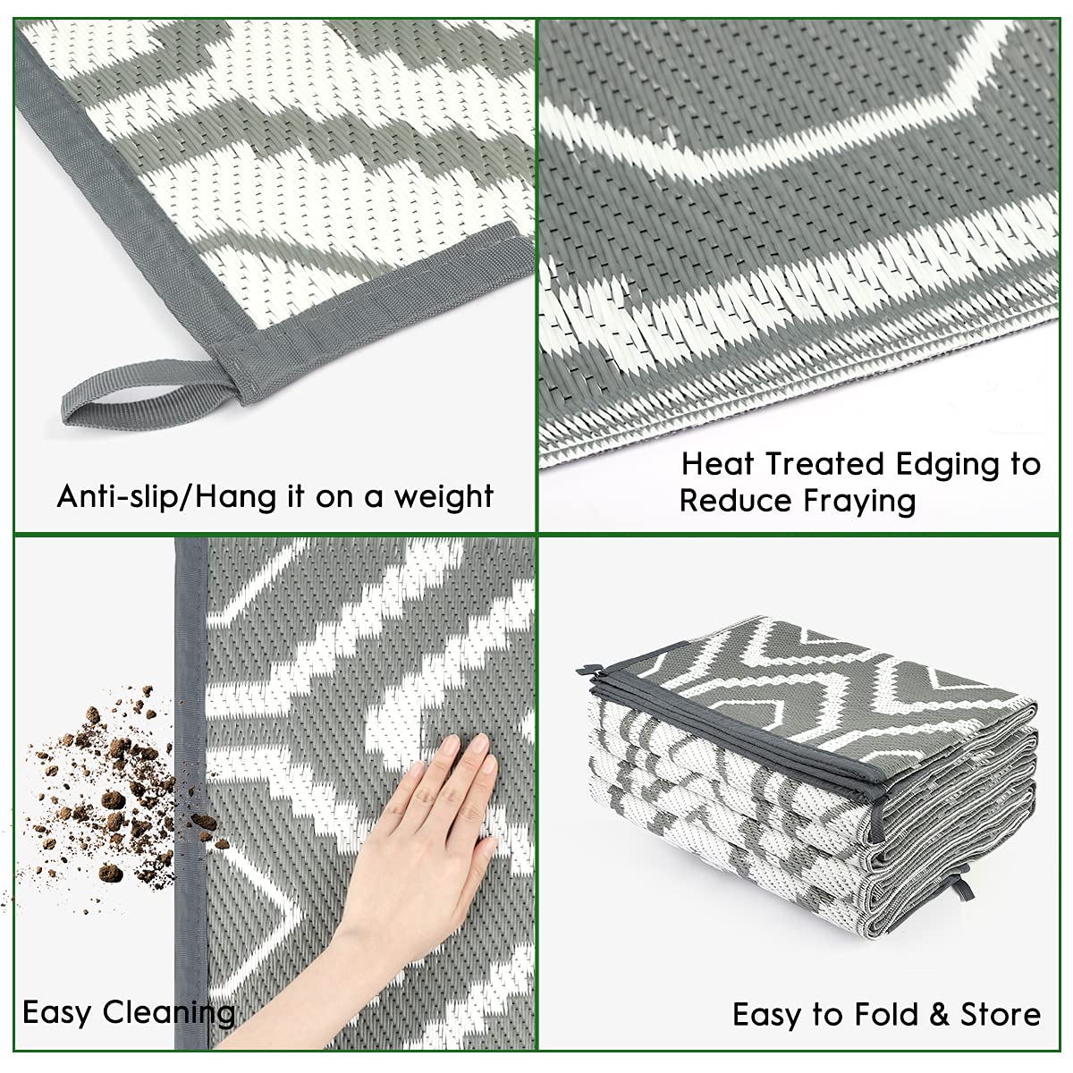 fifame Outdoor Camping Rugs, Rug Patios Clearance Plastic Straw Rug Weatherproof Reversible Mats, Large Floor Mat for Outdoors, RV, Patio, Backyard, Deck, Picnic, Beach, Trailer, Camping
